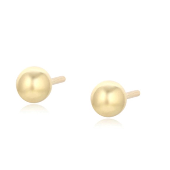 Stud Bead Ball 4mm Earrings 14k Gold Plated Luxury Jewelry - Picture 4 of 12